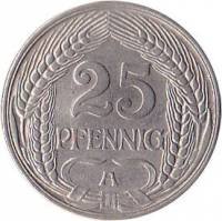 (1911A) Монета Германия (Империя) 1911 год 25 пфеннингов   Никель  UNC